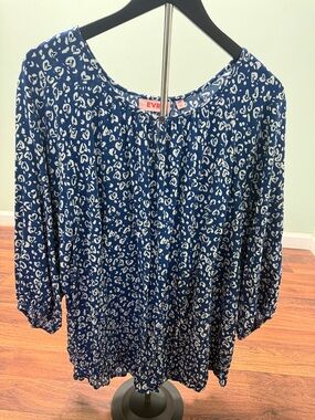 EVRI Navy and White Printed Peasant Tunic